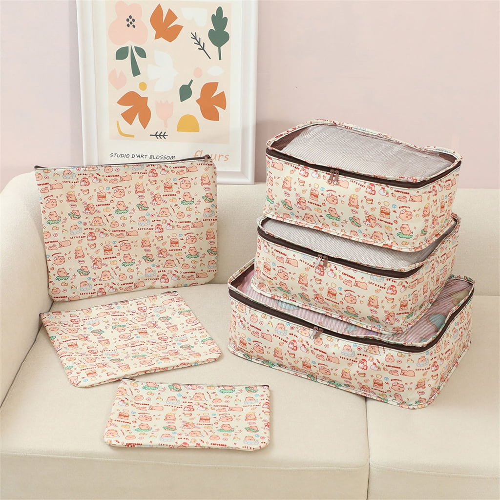 BQBQERT 6Pieces Luggage Organizers Set Packing Cubes with Water Materials Includes Shoe Bag and Toiletry Pouches