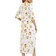 thumbnail image 6 of Miqool Christmas Pajamas for Women Casual Zipper Robe 3/4 Sleeves Loungewear Dress Full Length Housecoat Nightgown Long Bathrobe, 6 of 8