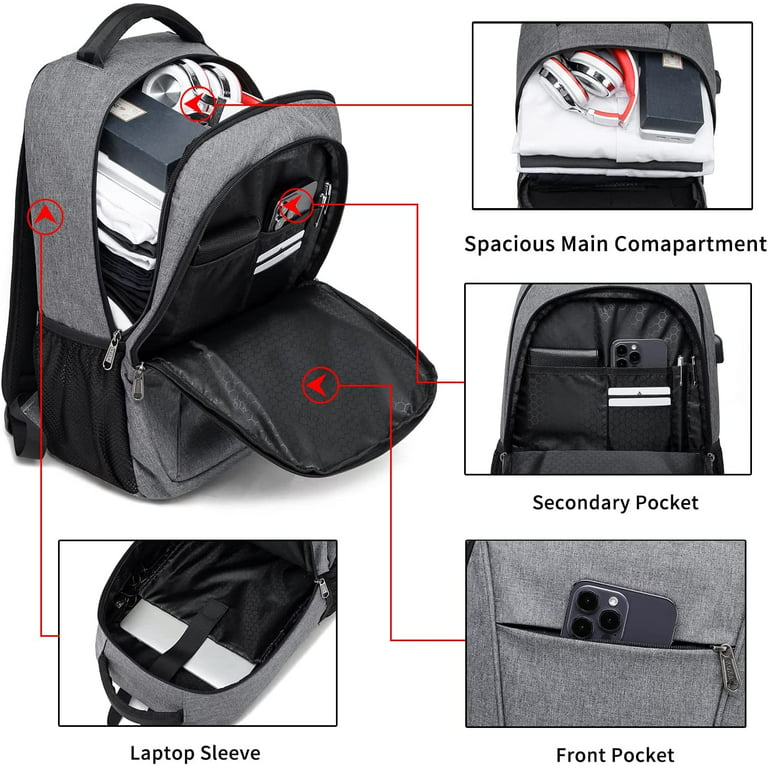 Travel Backpack with USB, Water Resistant Durable College School Backpack  with Anti Theft Pocket for Women & Men, Slim Business Laptop Bag  Lightweight