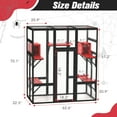thumbnail image 3 of Pefilos 70" Outdoor Cat House for Large Cats, Enclosure Wood Cat Cage with Platforms and Small House, Gothic Kitty Catio Condo Playpen, Black, 3 of 13