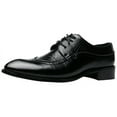 thumbnail image 2 of Santimon Men Derby Crocodile Pattern Pointed Toe Shoes Lace Up Brogue Dress Business Shoes Black 7.5 US, 2 of 8