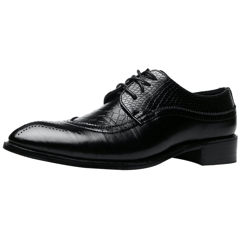 Santimon Men Derby Crocodile Pattern Pointed Toe Shoes Lace  display picture 1