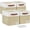 Beige & White, variant on Collapsible Fabric Storage Cube Bins with 2 Reinforced PU Handles, Foldable Storage Organizer Baskets for Closet, Shelves, Living Room | 11"x11"x11", 4 Pack, Full Pink