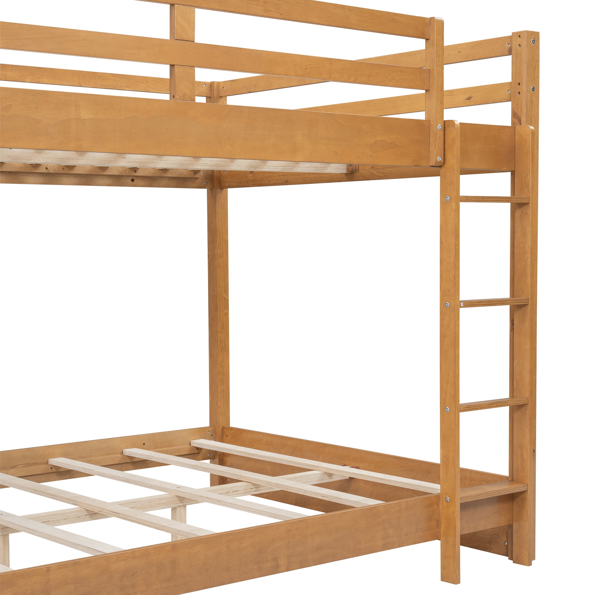 Euroco Wood Queen over Queen Bunk Bed for Kids Teens Adults, Wood