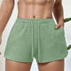 thumbnail image 4 of Pantalones Cortos de Pijama de Punto Gofre para Mujer, Suaves, con Cordón Ajustable, Informales, para Hacer Ejercicio y con Bolsillos. Verde L, 4 of 9