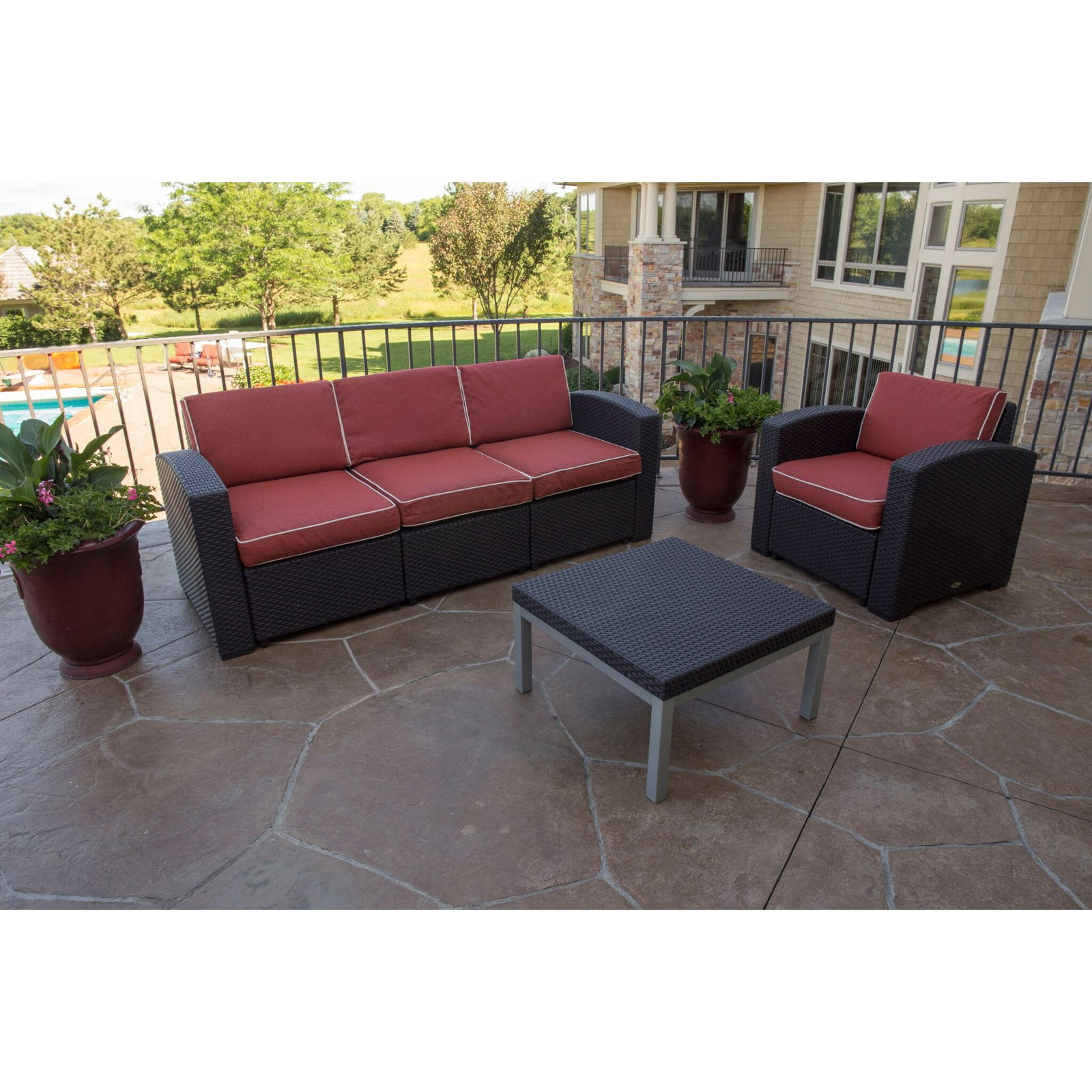 Strata Furniture Cielo 4 Piece Chair and Sofa Conversation Set