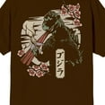 thumbnail image 4 of Godzilla Cherry Blossoms Front & Back Art Adult Brown Crew Neck Short Sleeve Shirt-Large, 4 of 7