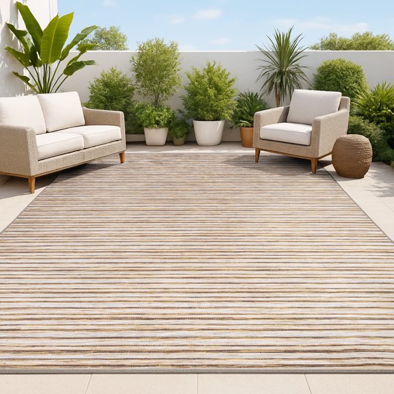 JONATHAN Y TUSCAN SUN 5 x 8 Area Rug, Finn Farmhouse Pinstripe - Brown/Natural, TSN102B-5
