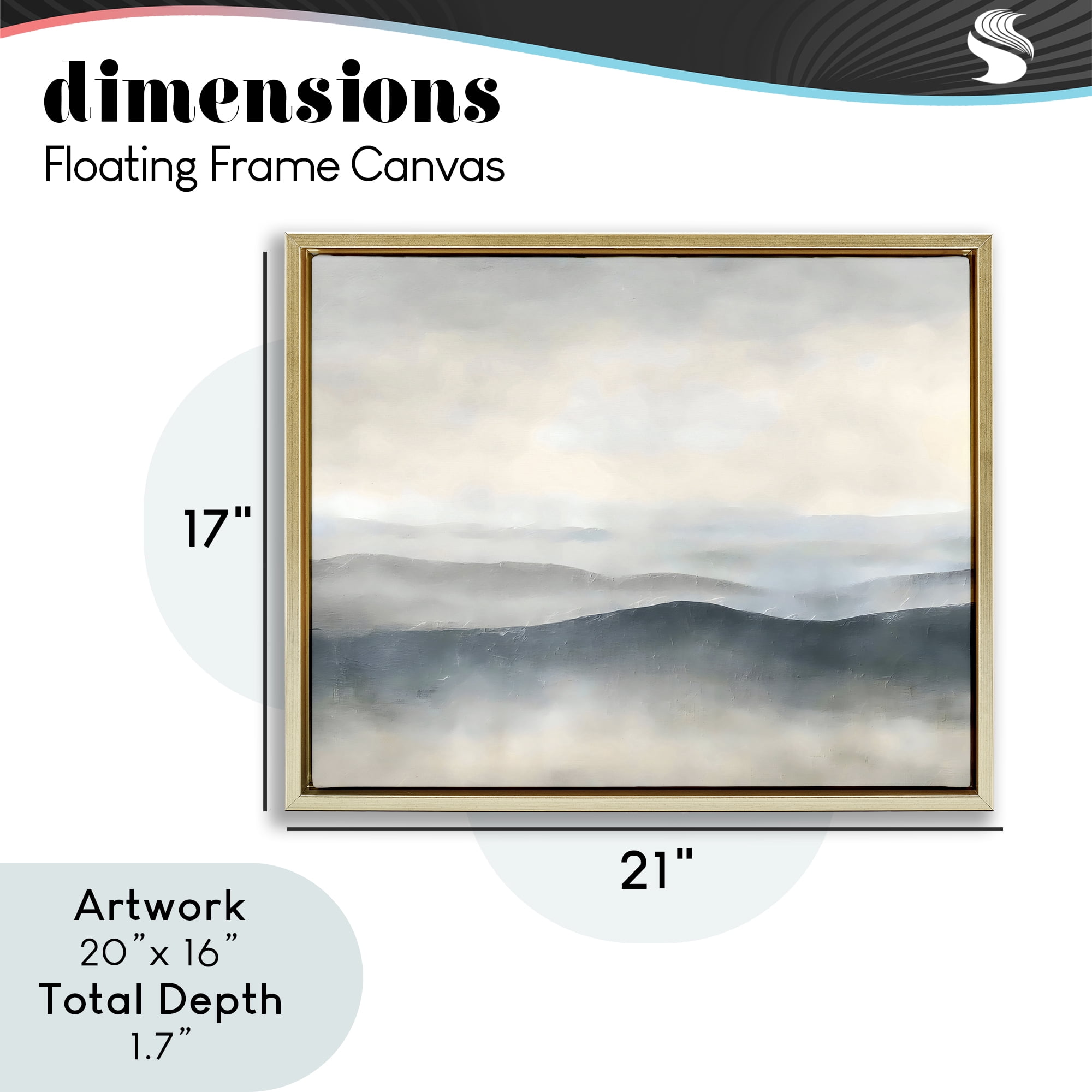 Stupell Industries Muted Horizon Serenity Gold Framed Floater Canvas Wall Art, design by Riley B