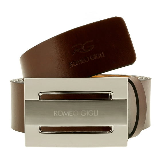 Romeo Gigli C974/35S Brown Leather Adjustable Mens Belt for mens