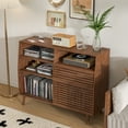thumbnail image 6 of Lisicues Record Player Stand with Vinyl Storage, Turntable Stand Table, Power Outlet, Sliding Door, 6 of 8