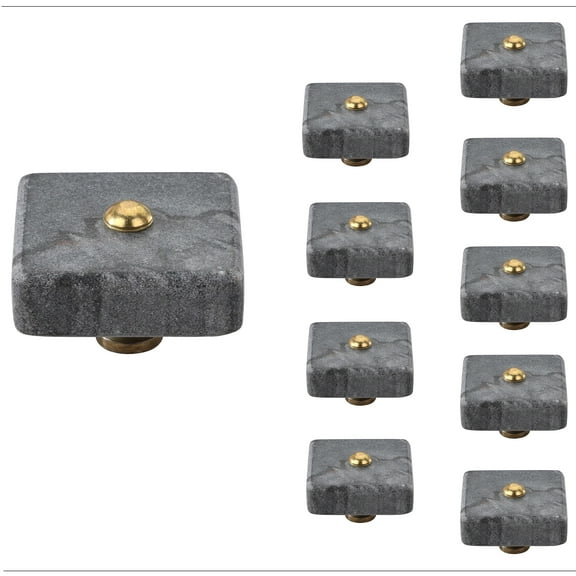 Mascot Hardware Stone Round Cabinet Knobs Handmade Gray Finish Knob - Pack Of 10