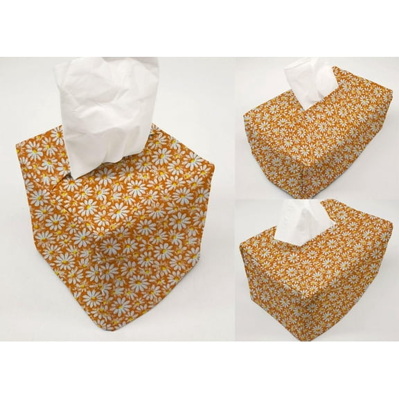 Crazy for Daisies Tissue Box Cover by Penny's Needful Things (Short Rectangle) (Orange)
