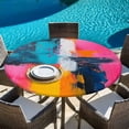 thumbnail image 5 of Pink Yellow Blue Round Tablecloth 36-44 Inch Round Fitted Table Cloth with Elastic Edge, Modern Oil Painting Art Waterproof Table Cover Protector for Outdoor Picnic Party Dining, 5 of 6