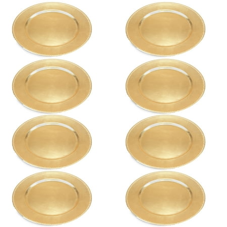 

DecMode 13 Round Gold Melamine Charger Set of 8