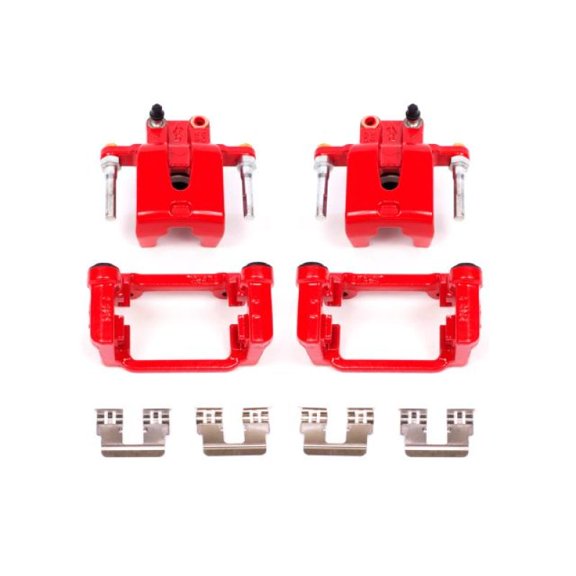 Power Stop Rear Pair of Red Powder Coated Calipers S4970
