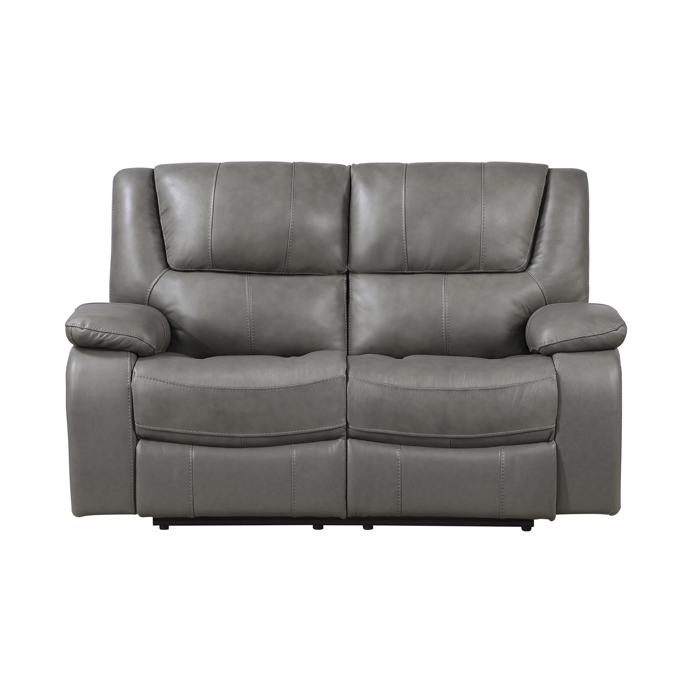 OakvillePark Arlisse Leather Match Manual Double Reclining Loveseat, Gray