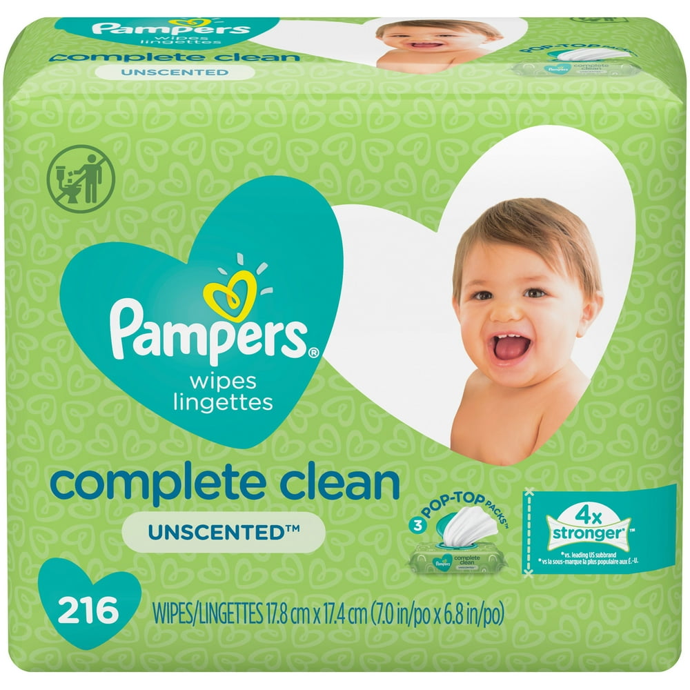 Pampers - Pampers Baby Wipes Complete Clean Unscented 3X Pop-Top 216