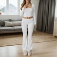thumbnail image 4 of sususu Women Sets 2 Piece Outfits,Lounge Set Elegant Women Knit Trousers Set Soft Long Sleeve Top And Stretchy Yoga Pants Comfortable Two Piece Outfit For Daily Wear - GY1, 4 of 8