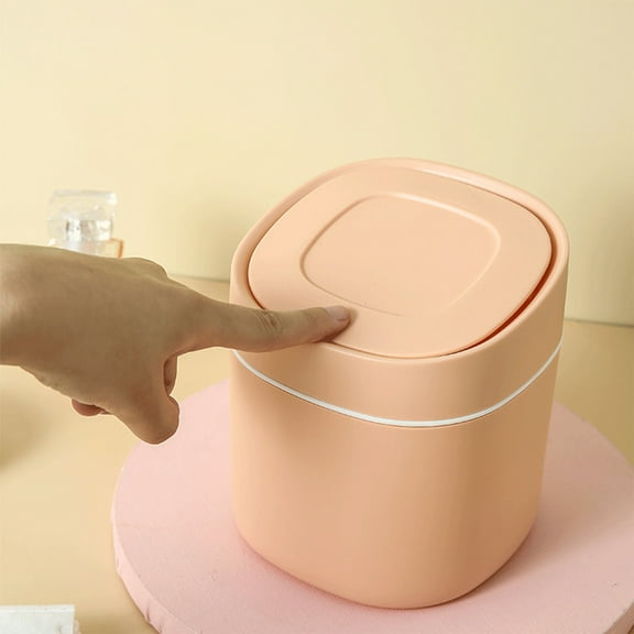 Iumwxz Mini Trash Can With Lid Desktop Countertop Mini Trash Basket Plastic Small Waste Bin for Office Desk Bathroom Vanity Car Cabinet Holds Tea Bags Wrappers Crumbs