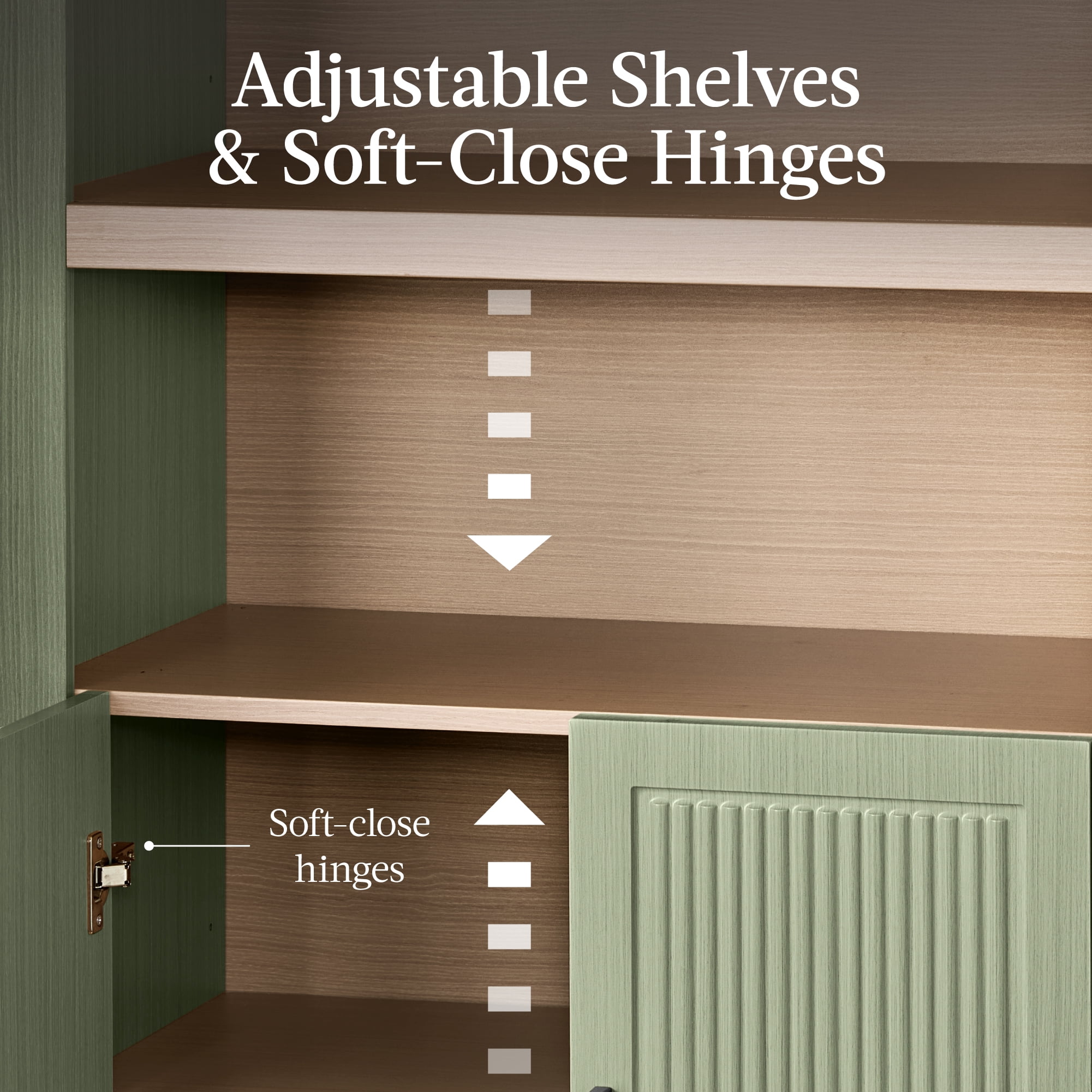Best Choice Products 72" Tall Arched Pantry Cabinet w/ Doors, 5-Tier Storage Cabinet w/Adjustable Shelves - Sage