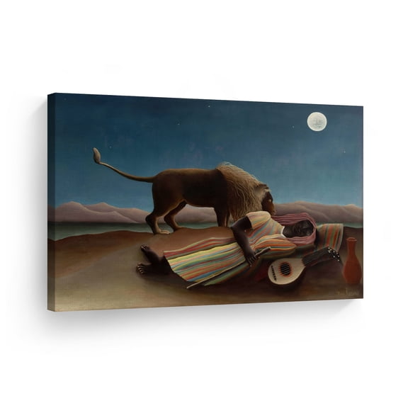 Smile Art Design The Sleeping Gypsy by Henri Rousseau Canvas Wall Art Print Famous Primitivism Fine Art Oil Painting Office Living Room Bedroom Kitchen Dorm Room Modern Decor Ready to Hang - 8x12