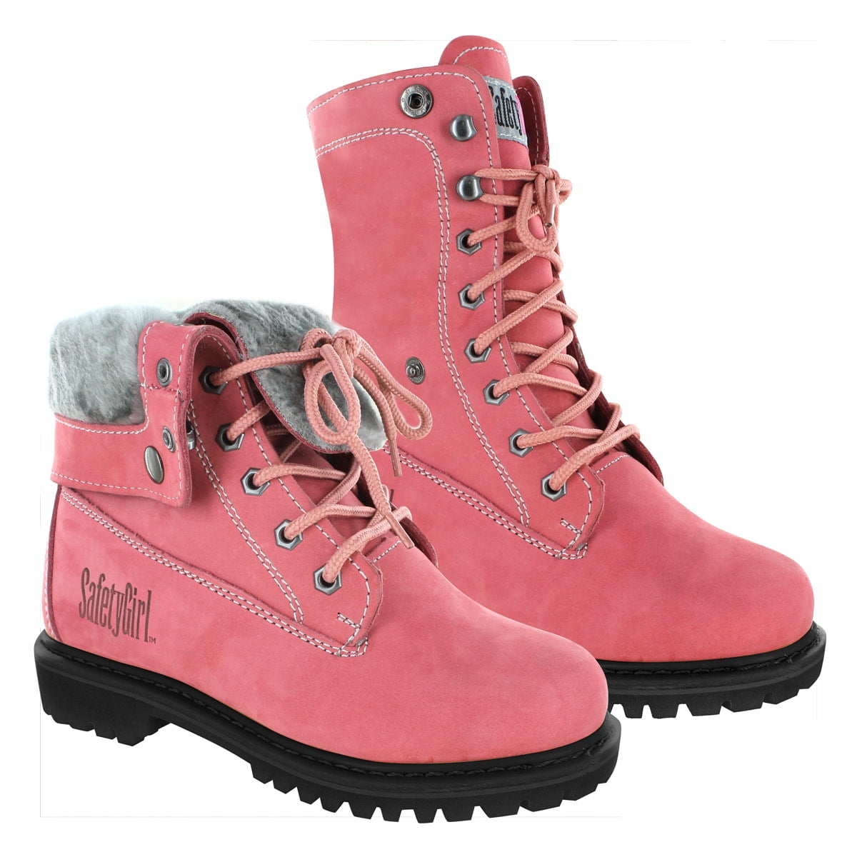 pink work boots the block