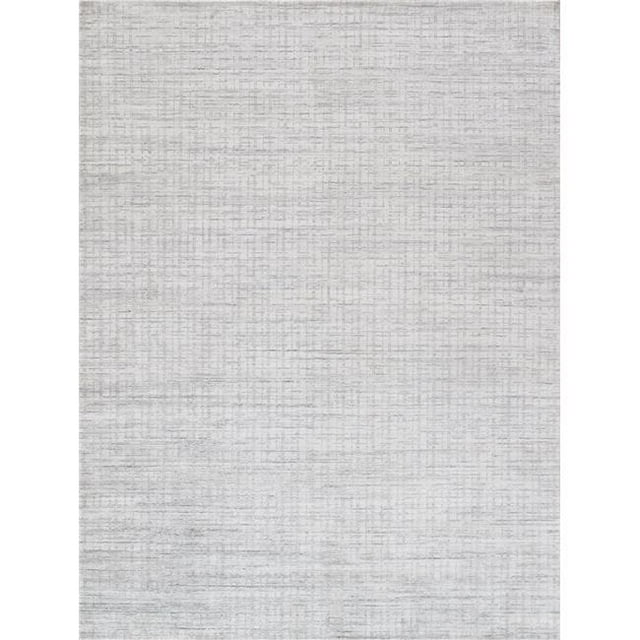 Pasargad PBFE-04 6x9 6 x 9 ft. Slate Hand-Loomed Bamboo Silk & Wool Area Rug, Ivory & Silver