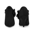thumbnail image 2 of BLISSFUL STEP Women's Ankle Boots Flower Stiletto Heel Pointed Toe Faux Suede Zipper Booties Black 6, 2 of 7