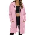 thumbnail image 2 of Long Hoodies For Women Zip Up Oversized Double Zipper Lined Fall Outfits Jackets Oversized Hooded Sweatshirts With Pockets Pink S, 2 of 6