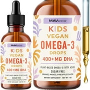 Vegan Omega 3 Liquid Drops for Kids with Algae Oil & Vegan DHA | Immune, Eye, Brain & Joint Support for Children Age 2+ | 1 Fl Oz, 30 Servings