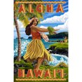 thumbnail image 2 of Hula Girl on Coast, Aloha Hawaii, Lantern Press Artwork, 2 of 2