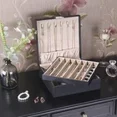 thumbnail image 2 of Necklace Organizer Box Necklace Storage Organizer for Chains, Bracelets - 12 Compartments (7 regular + 5 large), 6 Hooks, 2 Layers - Jewelry Box for Women Girls,Black SSH31B Black Black Black, 2 of 2