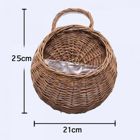 Hand Made Wicker Rattan Flower Planter Wall Hanging Wicker Rattam Basket Garden Vine Pot Plants Holder Garden Pots Wall Planter