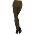 thumbnail image 3 of K-Cliffs Women's One Size Seamless Fleece Lined Leggings 2" Waistband, Color (Army Green), 3 of 4