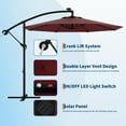 thumbnail image 2 of MAROUTE 10FT Cantilever Umbrella with Solar LED – Infinite Tilt, UV & Wind Resistant, Cross Base, Claret, 2 of 7