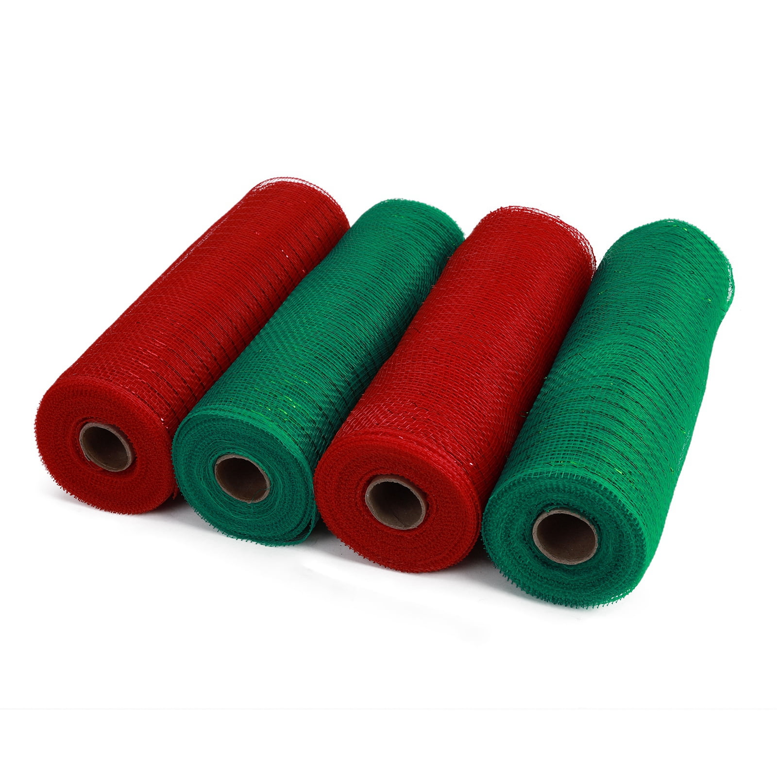 4 Rolls Mesh Ribbon Wreath Making Supplies Poly Mesh Ribbon Decor for Christmas DIY Craft Home Door 30 Feet Each Roll(Red, Green, Red, Green,10 Inch Wide)