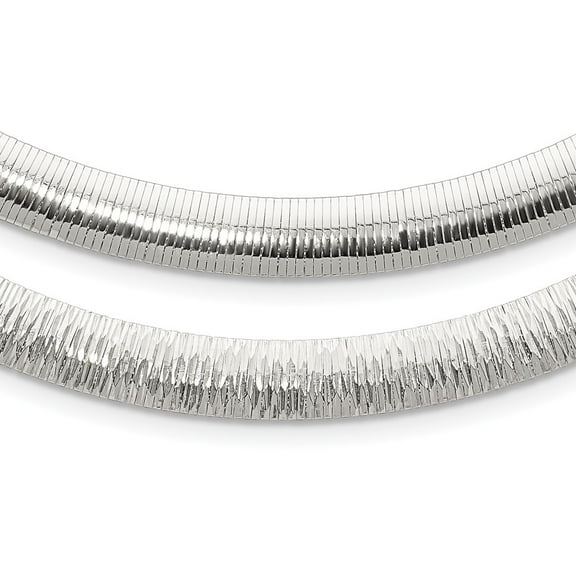 925 Sterling Silver Omega Necklace Chain 8mm Polished Cubetto/D/C Reversible 17 inch