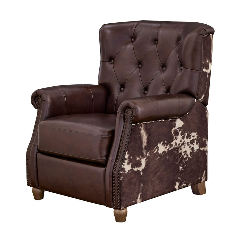 Pioneer Woman Harper Faux Leather Recliner Whiskey Faux Cowhide Upholstery Walmart