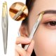 thumbnail image 2 of Pinzas para cejas de acero inoxidable con punta inclinada y mango semibañado en oro para dar forma precisa a las cejas y eliminar el vello facial, 2 of 8