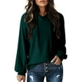thumbnail image 3 of Htigea Women Pullover Sweatshirt Long Sleeve Hoodies Kangaroo Pocket Fleece Basic Sweater Green L, 3 of 8