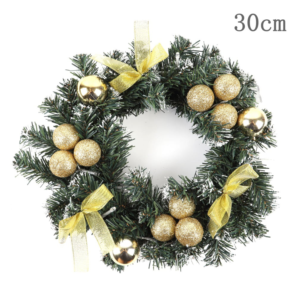 Soly Teche Christmas Wreath with Lights Xmas Wreath for Door Wall Window Garland Decorations Artificial Wreaths for Front Door with 10 LEDs 11.81 inch