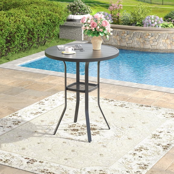 Vicllax Outdoor Round Bar Table Metal Modern Style for Porch Garden Balcony (Diameter 35.4")