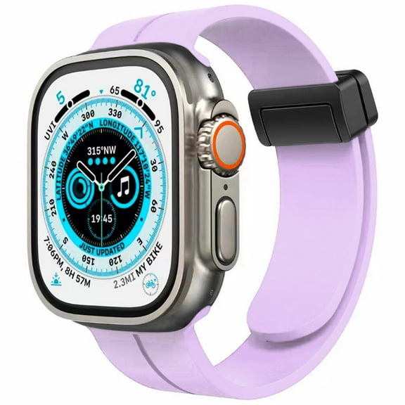 Premium Silicone Band with Magnetic Buckle for Apple Watch 49mm / 45mm / 44mm / 42mm - Purple