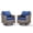 Blue Cushion & Gray Wicker-2 Pcs Rocking Chair Set, variant on Hommoo Outdoor PE Wicker Ottomans Set of 2, Patio Brown Rattan Footrests with Cushion for Backyard or Deck, Beige