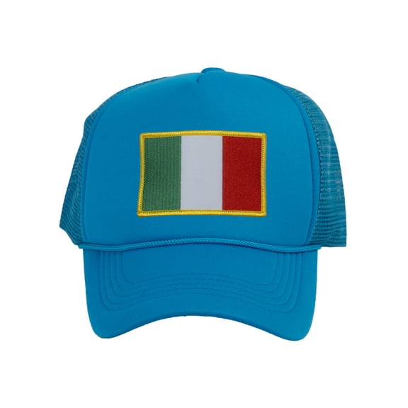 Top Headwear Country Italy Flag Hat - Italian Patriotic Snapback Trucker Cap Aqua Blue