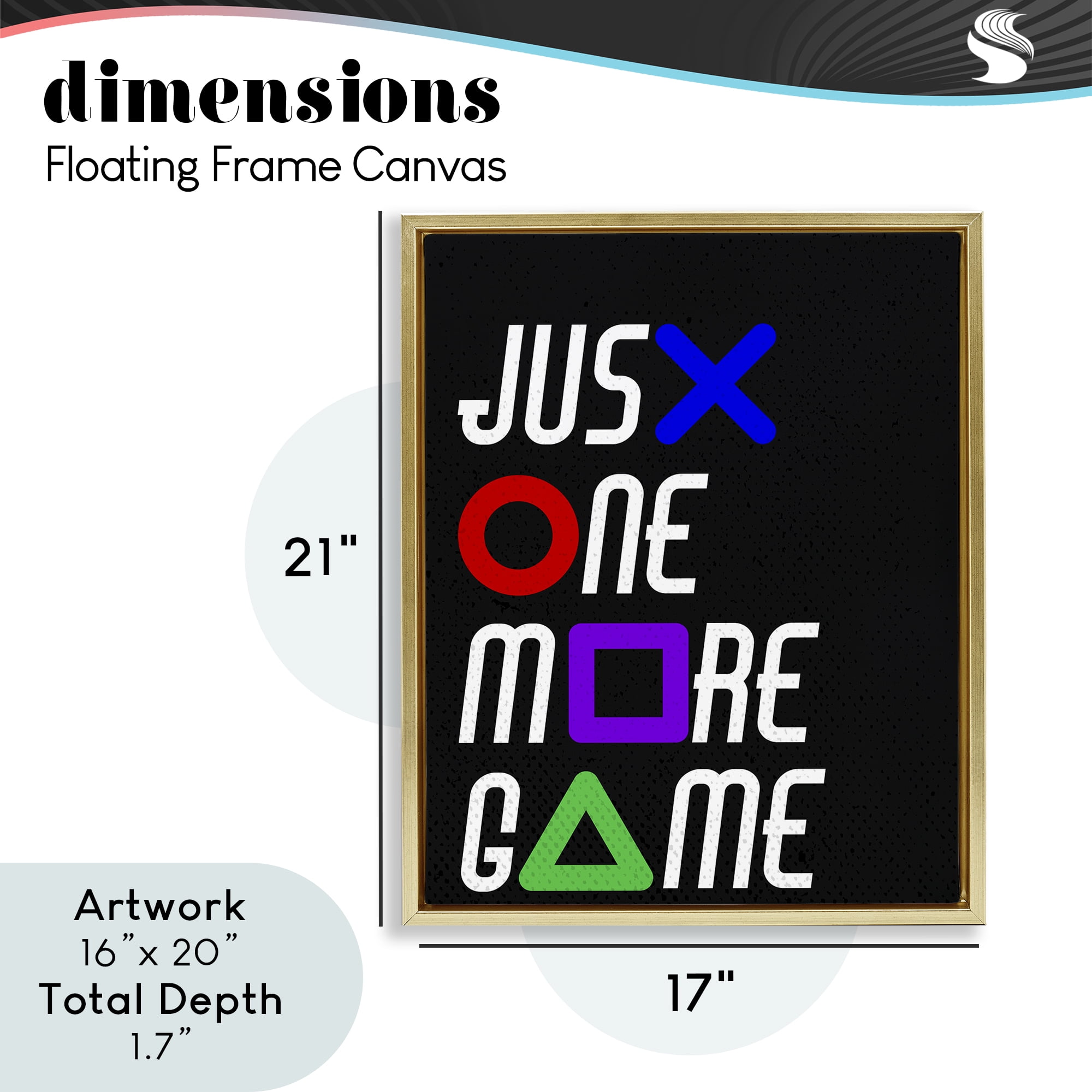 One More Game with Symbols Gold Framed Floater Canvas Wall Art, design by Kim Allen