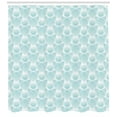 thumbnail image 3 of Geometric Shower Curtain, Abstract Trippy Oval Circular Shapes with Spiral Stripes Pattern, Fabric Bathroom Set with Hooks, 69W X 84L Inches Extra Long, Seafoam Grey and White, by Ambesonne, 3 of 3