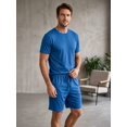 thumbnail image 6 of Men Solid Crew Neck Short Sleeve Tee & Drawstring Pocket Shorts 2 Piece Casual Summer Tracksuit Royal Blue XXL, 6 of 7