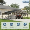 thumbnail image 3 of ESIMOTE 20x20ft Metal Carport, Garage with Updated Metal Frame Structure, Galvanized Steel Roof and Enhanced Base Canopy, Metal Garage Car Shelter Shade for Car, Boats and Truck, 3 of 6